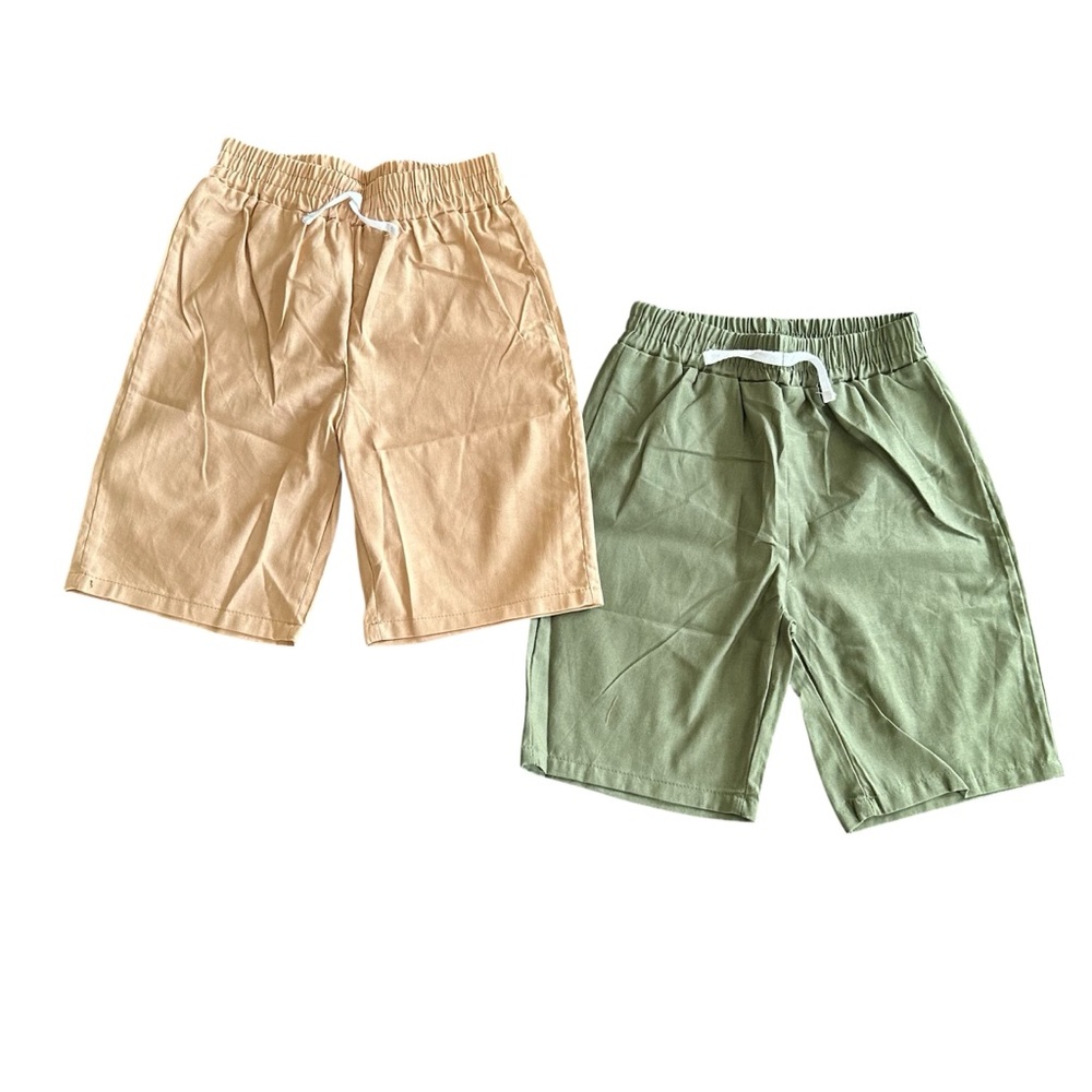 SHEIN Kids Shorts Set - Green and Tan